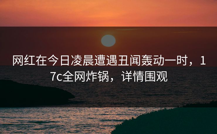 网红在今日凌晨遭遇丑闻轰动一时，17c全网炸锅，详情围观