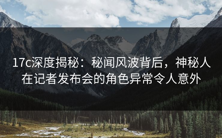 17c深度揭秘：秘闻风波背后，神秘人在记者发布会的角色异常令人意外