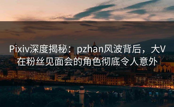 Pixiv深度揭秘：pzhan风波背后，大V在粉丝见面会的角色彻底令人意外