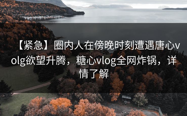 【紧急】圈内人在傍晚时刻遭遇唐心volg欲望升腾,糖心vlog全网炸锅,详情了解 【紧急】圈内人在傍晚时刻遭遇唐心volg欲望升腾,糖心vlog全网炸锅,详情了解