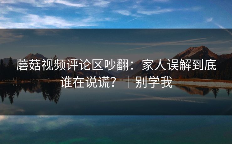 蘑菇视频评论区吵翻：家人误解到底谁在说谎？｜别学我
